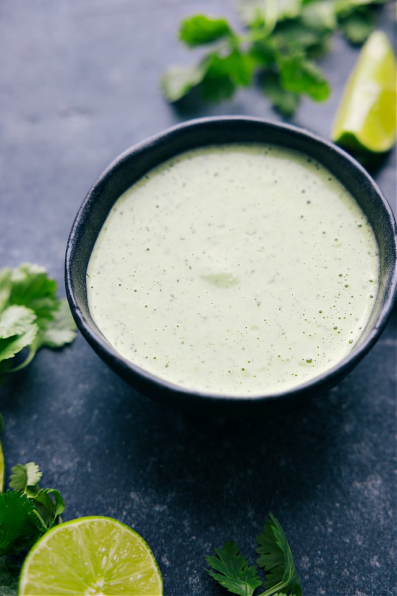 Healthy Cilantro-Lime Dressing in a bowl