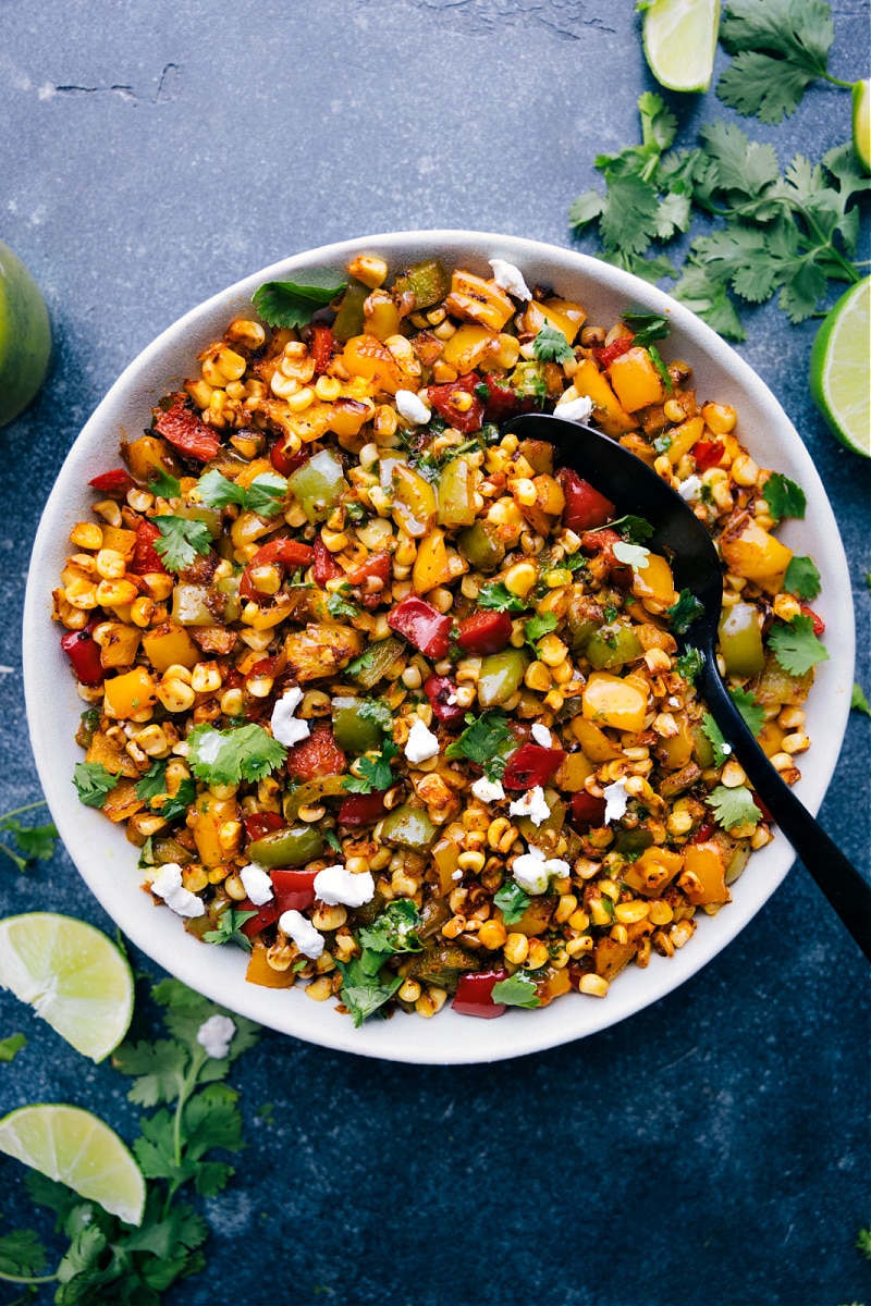 Overhead view of Roasted Corn Salad