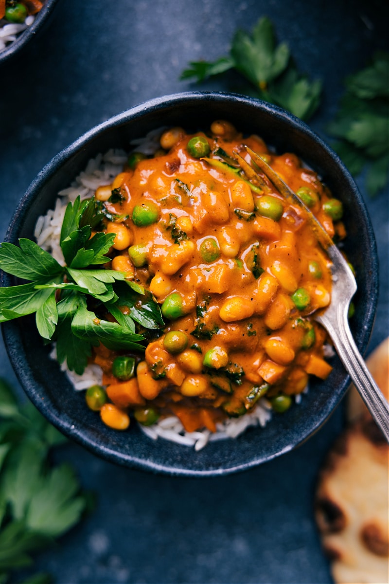 Overhead image of the quick Vegan Curry