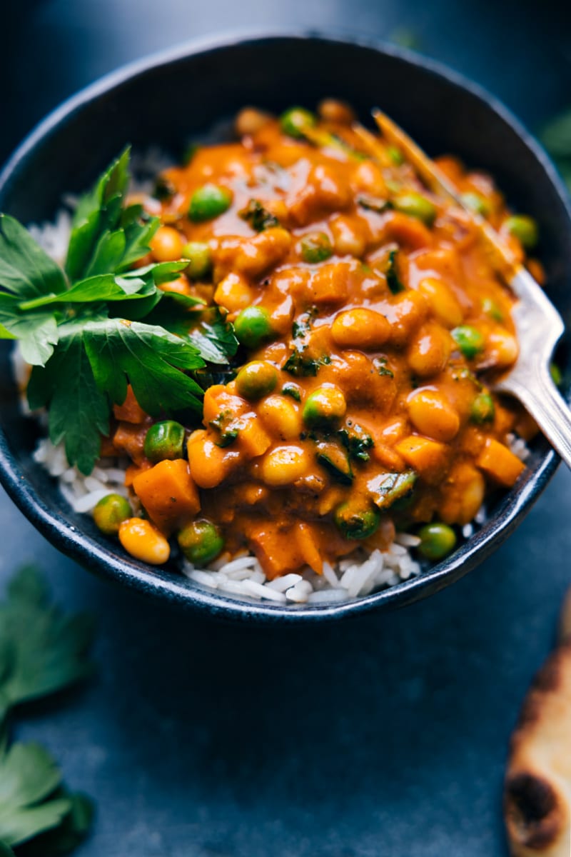 Up-close overhead image of Vegan Curry