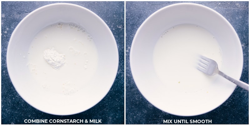 Process shots-- images of the cornstarch and milk being whisked together