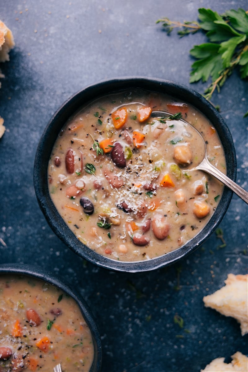 Overhead image of 15-Bean Soup in a bowl