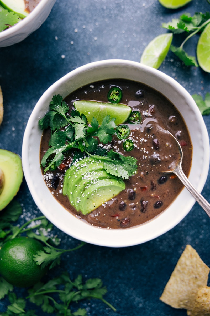 Overhead view of Black Bean Soup