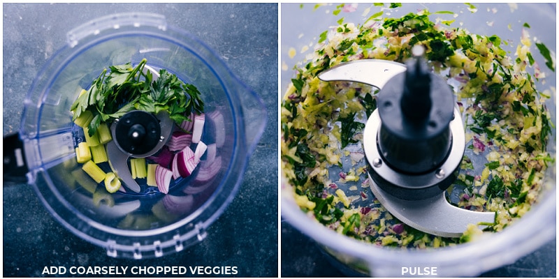 Process shots-- images of the veggies being chopped together