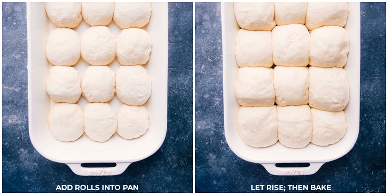 Process shots-- images of the rolls rising in the pan