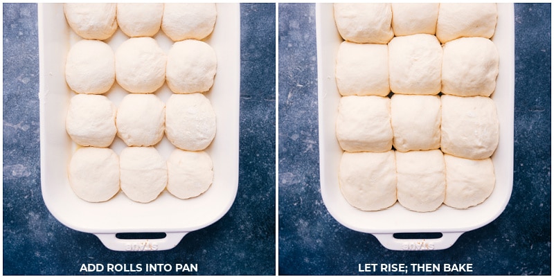 Process shots-- images of the rolls rising in the pan