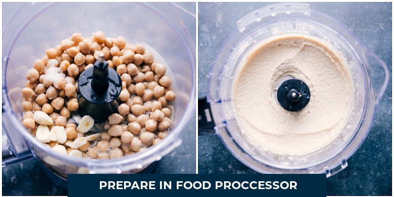 Process shots: preparing the chickpeas in the food processor