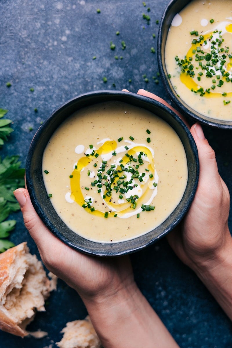 Overhead image of Potato Leek Soup