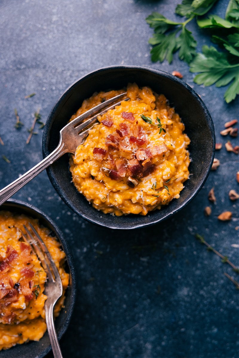 Overhead image of the sweet potato risotto