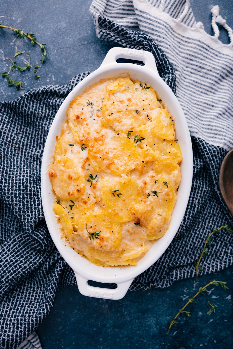 Overhead view of Au Gratin Potatoes