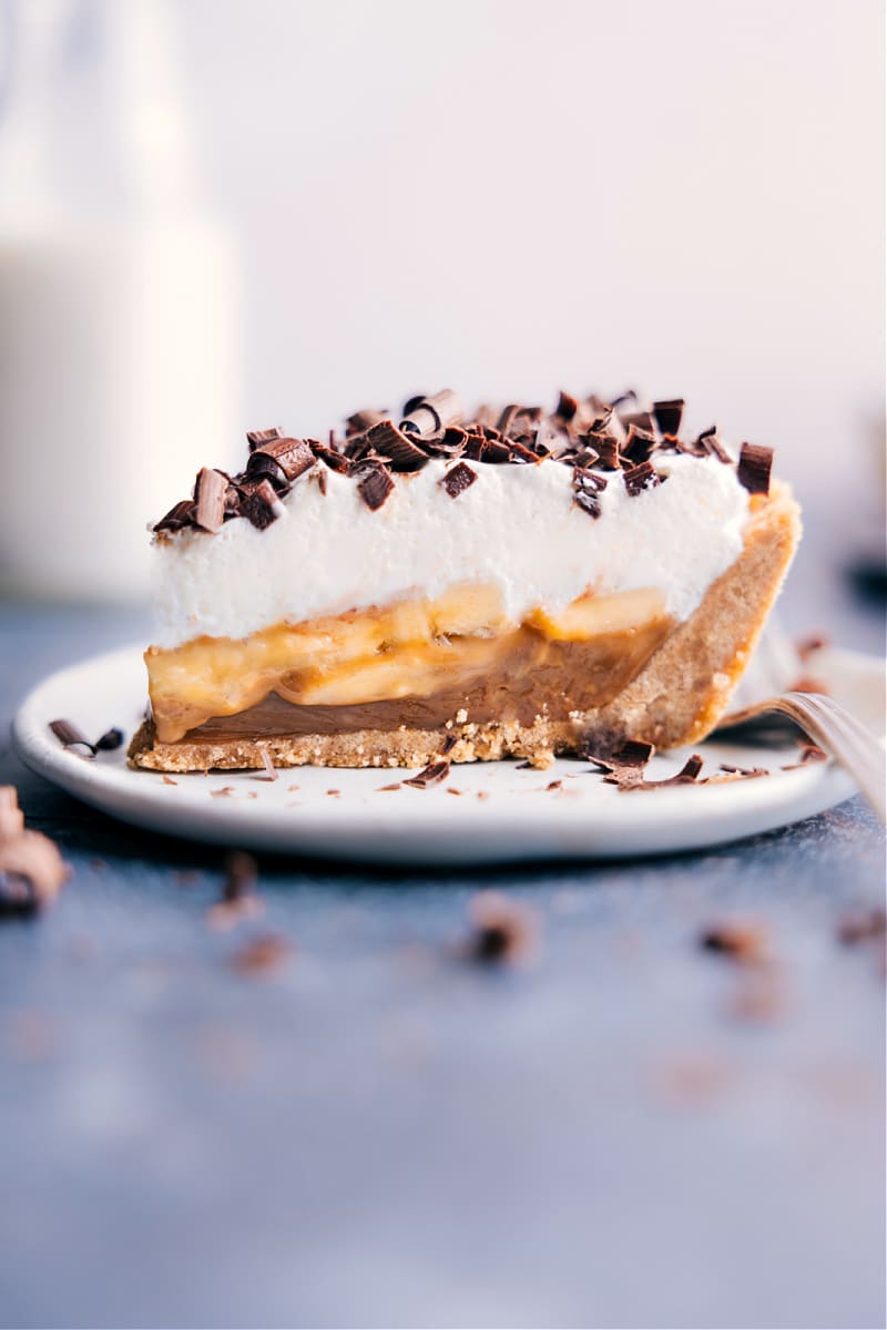 Image of the Banoffee Pie on a plate ready to be enjoyed
