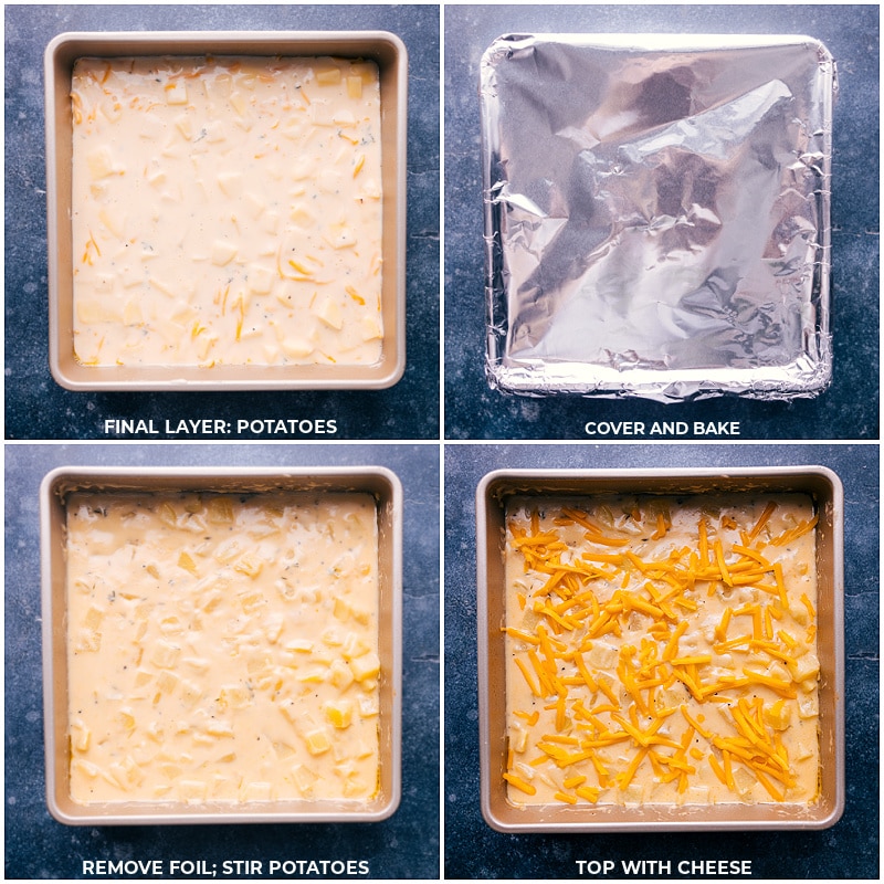 Process shots-- images of the dish being baked and then cheese being added again
