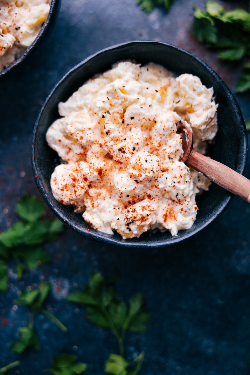 View of Creamed Potatoes, sprinkled with paprika