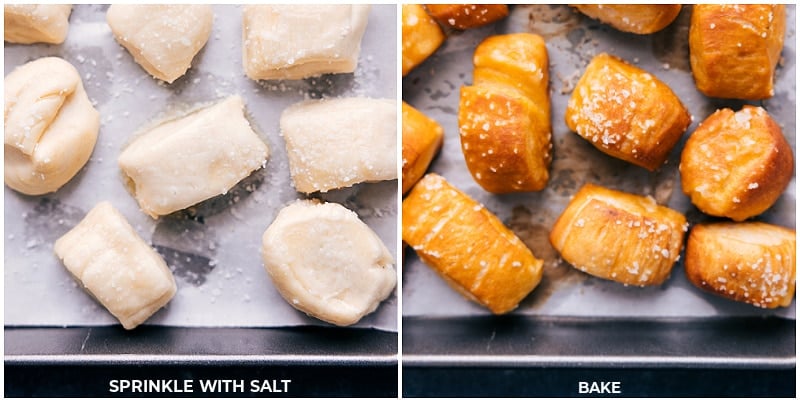 Overhead image of the Pretzel Bites being baked