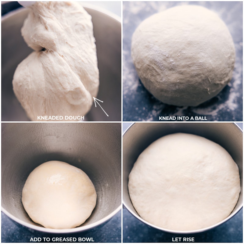 Process shots-- images of the dough being kneaded and risen