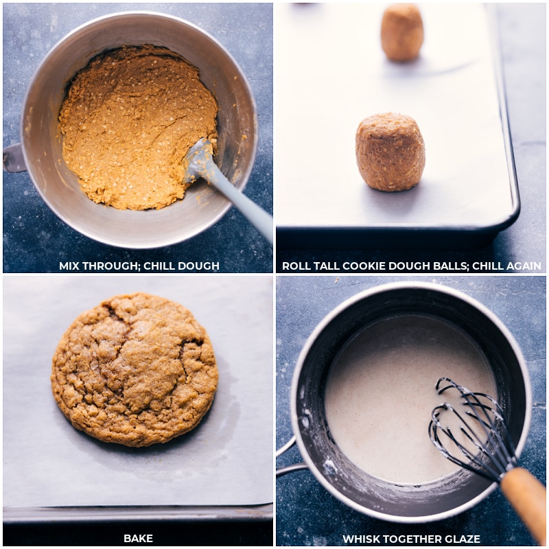Process shots-- images of the cookies being baked and the glaze being whisked together