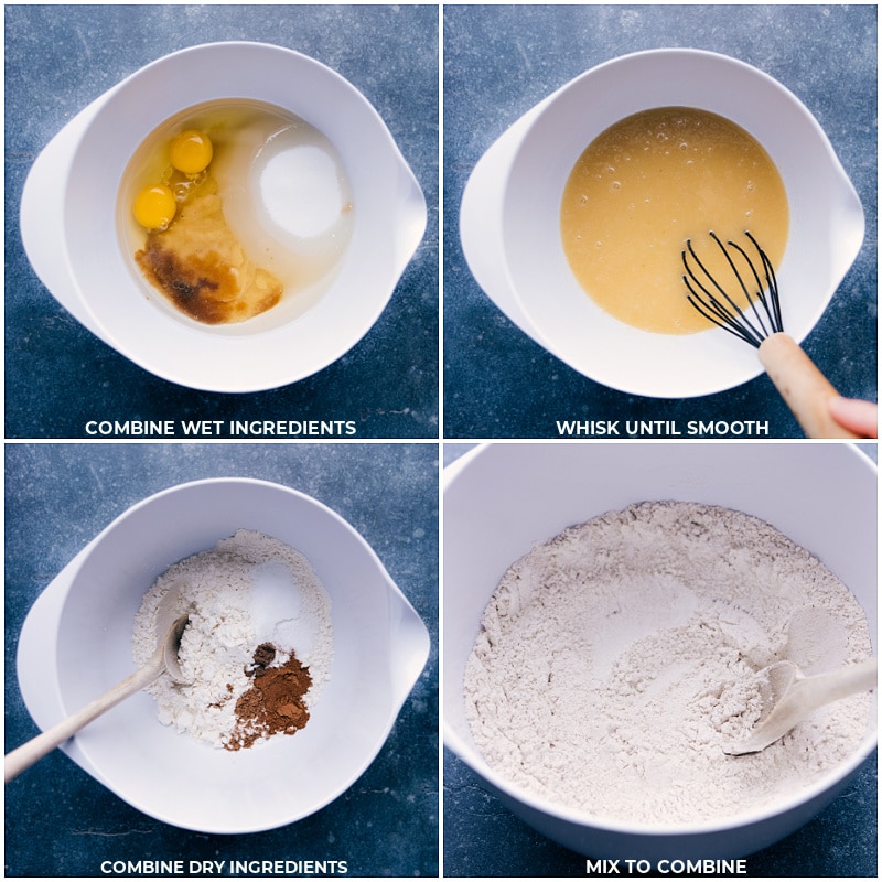 Process shots-- images of the wet and dry ingredients being whisked together