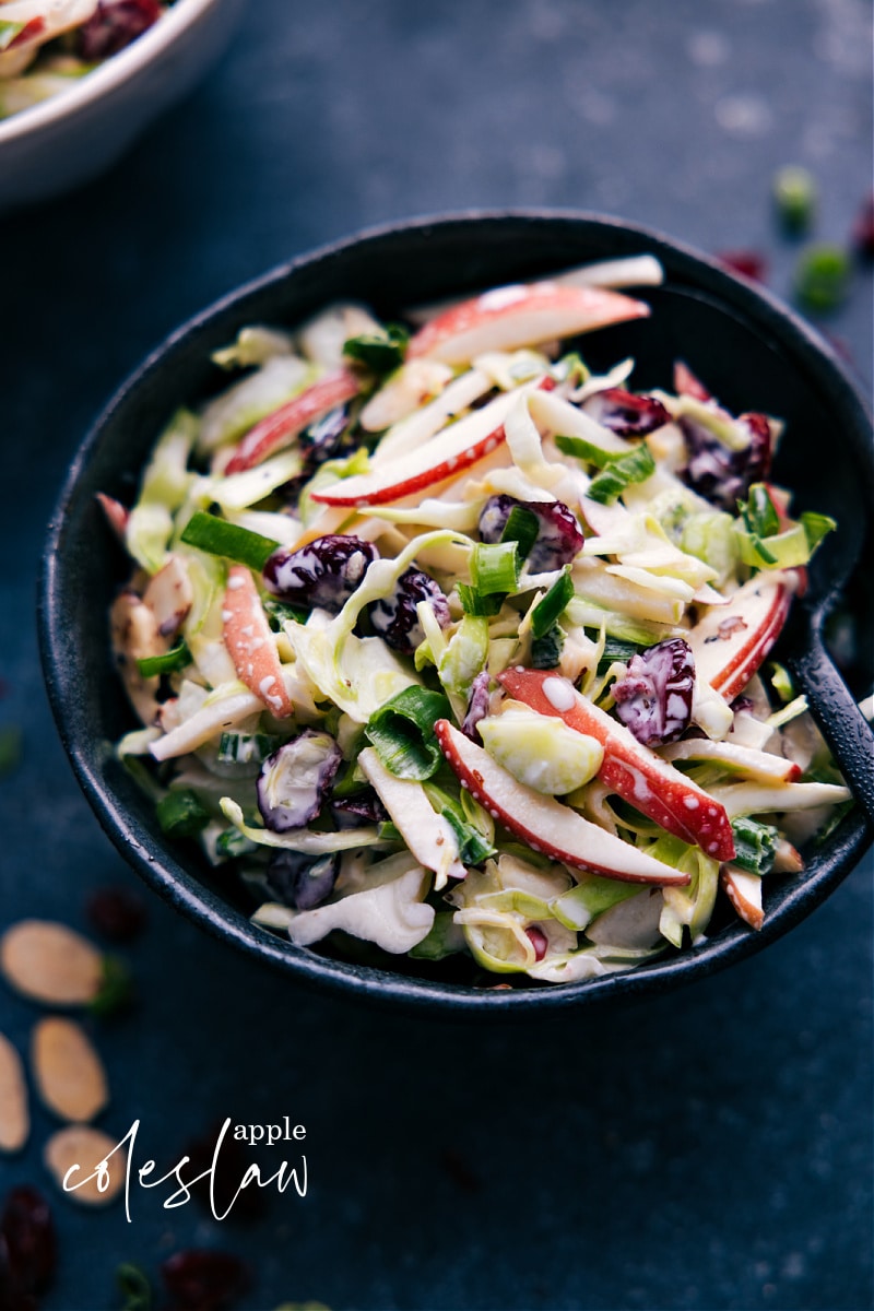 Overhead image of Apple Coleslaw in a bowl