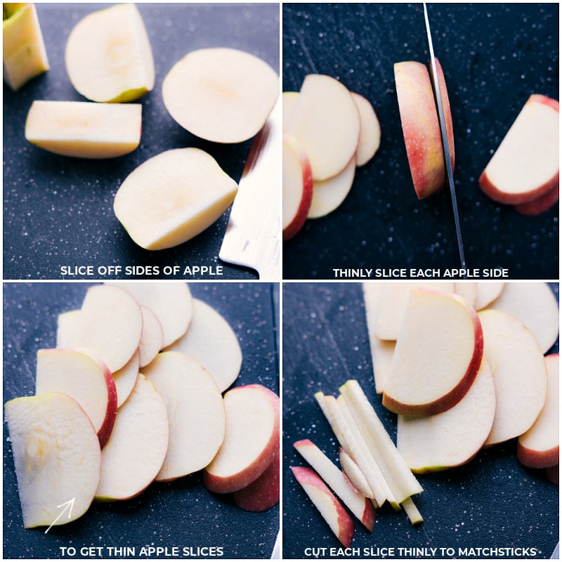 Process shots-- images of the apples being thinly sliced