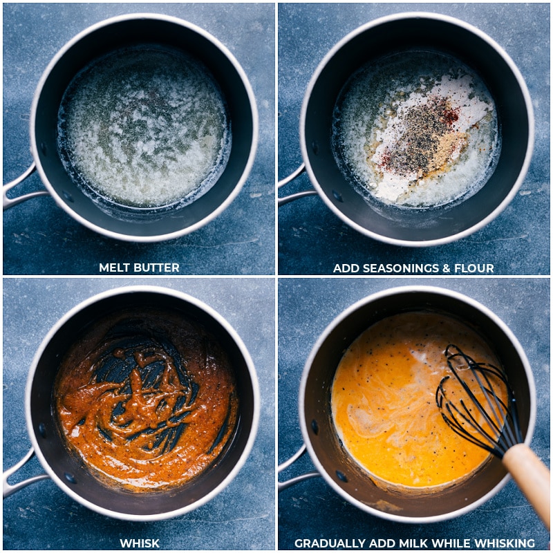 Process shots-- images of the butter, flour, and seasonings being whisked together