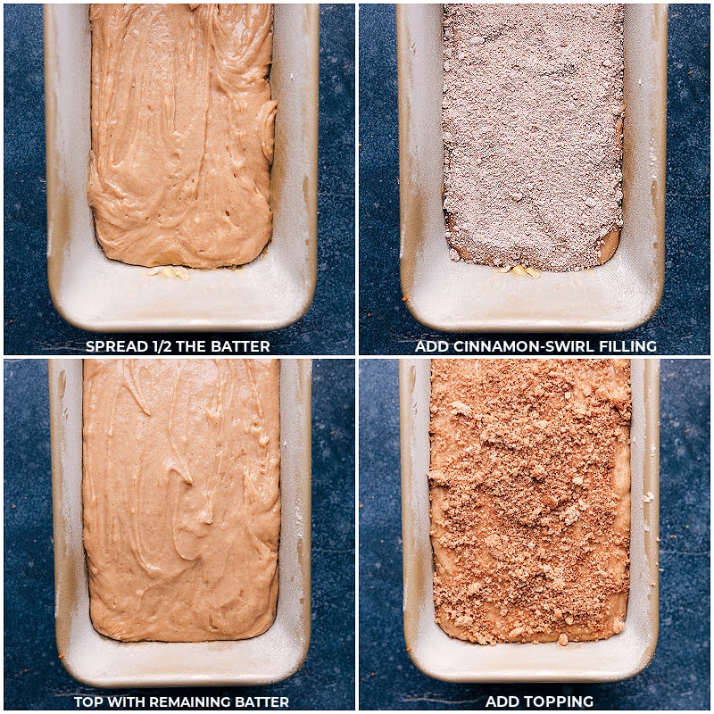 Process shots-- images of the batter being layered into a pan