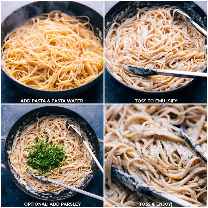 Process shots-- images of the pasta being added in and it all being mixed together