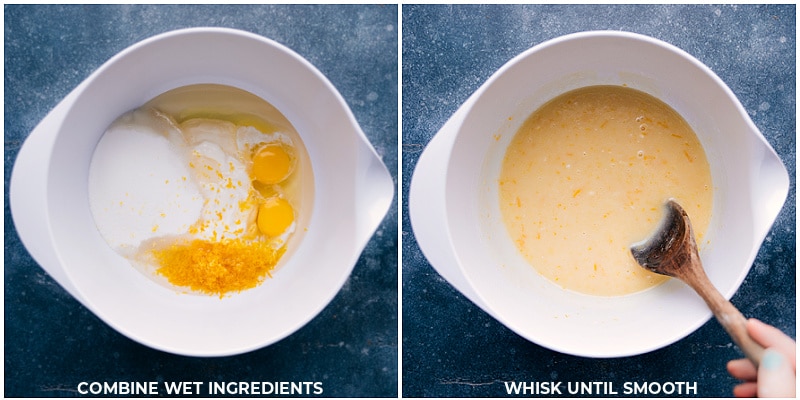 Process shots-- images of the wet ingredients being mixed together