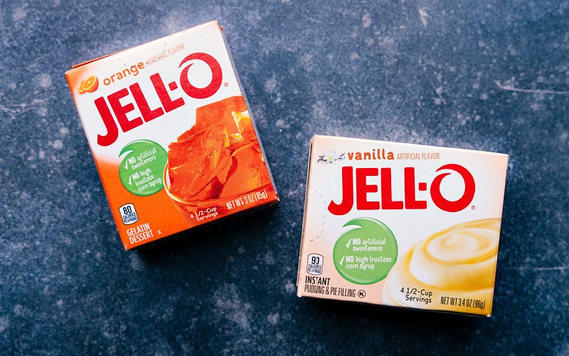 Process shots-- images of the Jell-O packets used in this recipe