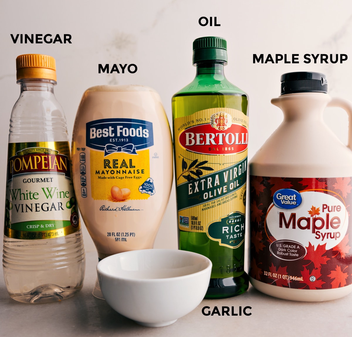 The dressing ingredients are prepped for easy assembly.