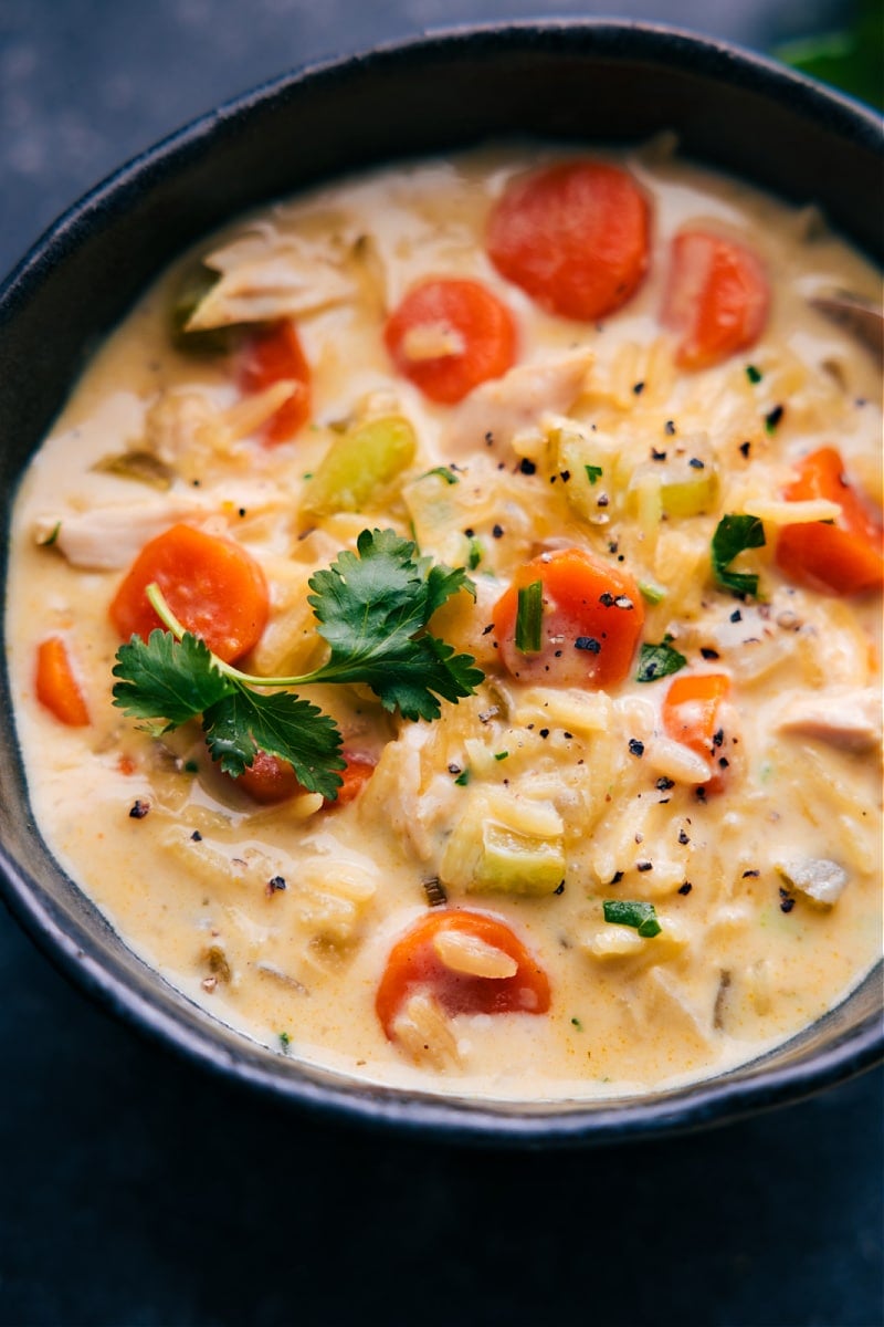 Up-close overhead image of the soup ready to be enjoyed