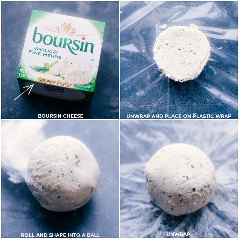 Process shots-- images of the Boursin being rolled into a ball