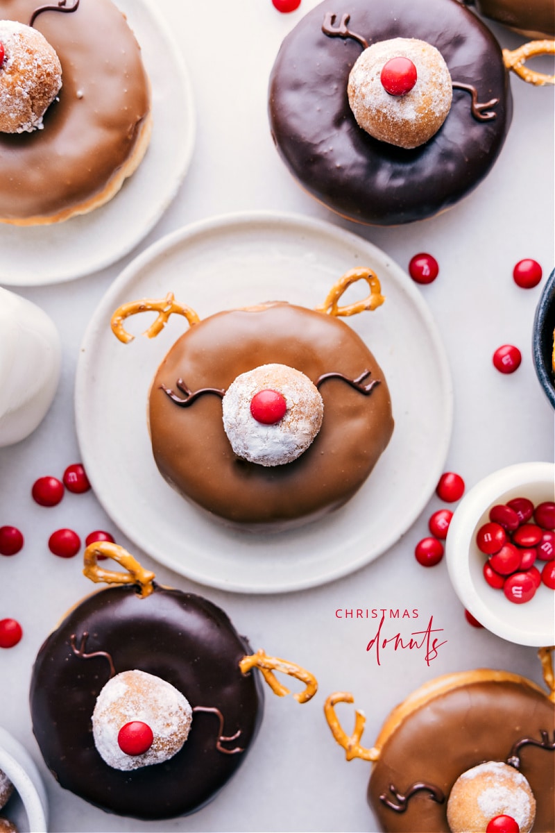 Overhead image of the christmas donuts