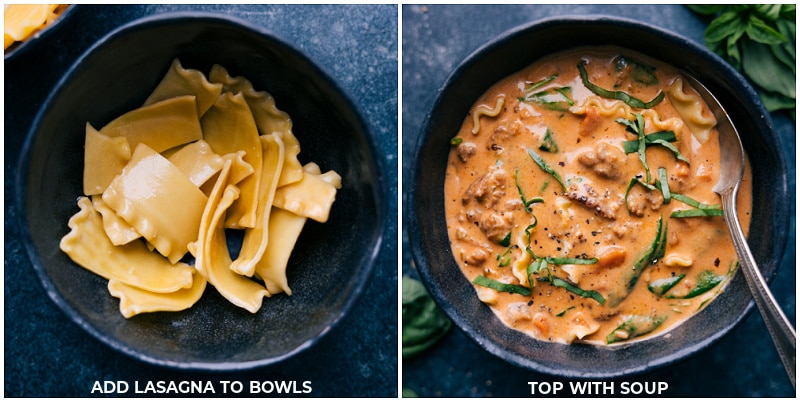 Process shots-- images of the soup being added into the bowl of noodles