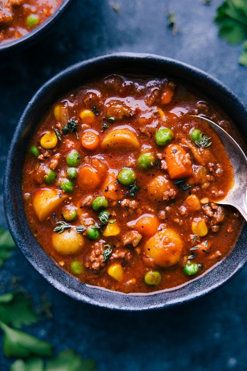 Overhead image of the Vegetable Beef Soup