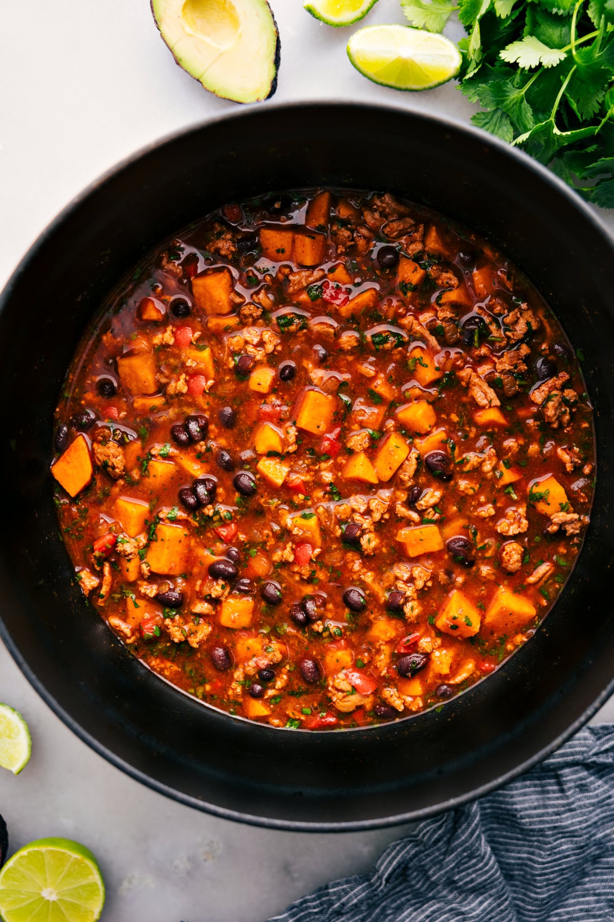 Beef Enchilada Soup in the pot, ready to enjoy.