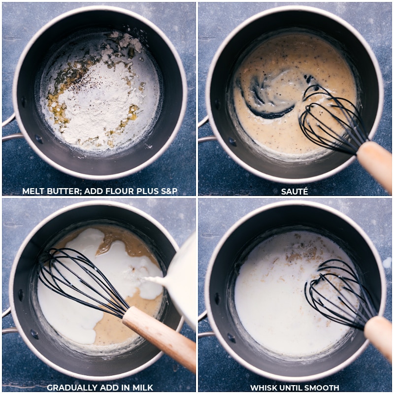 Process shots-- images of the cream sauce being made