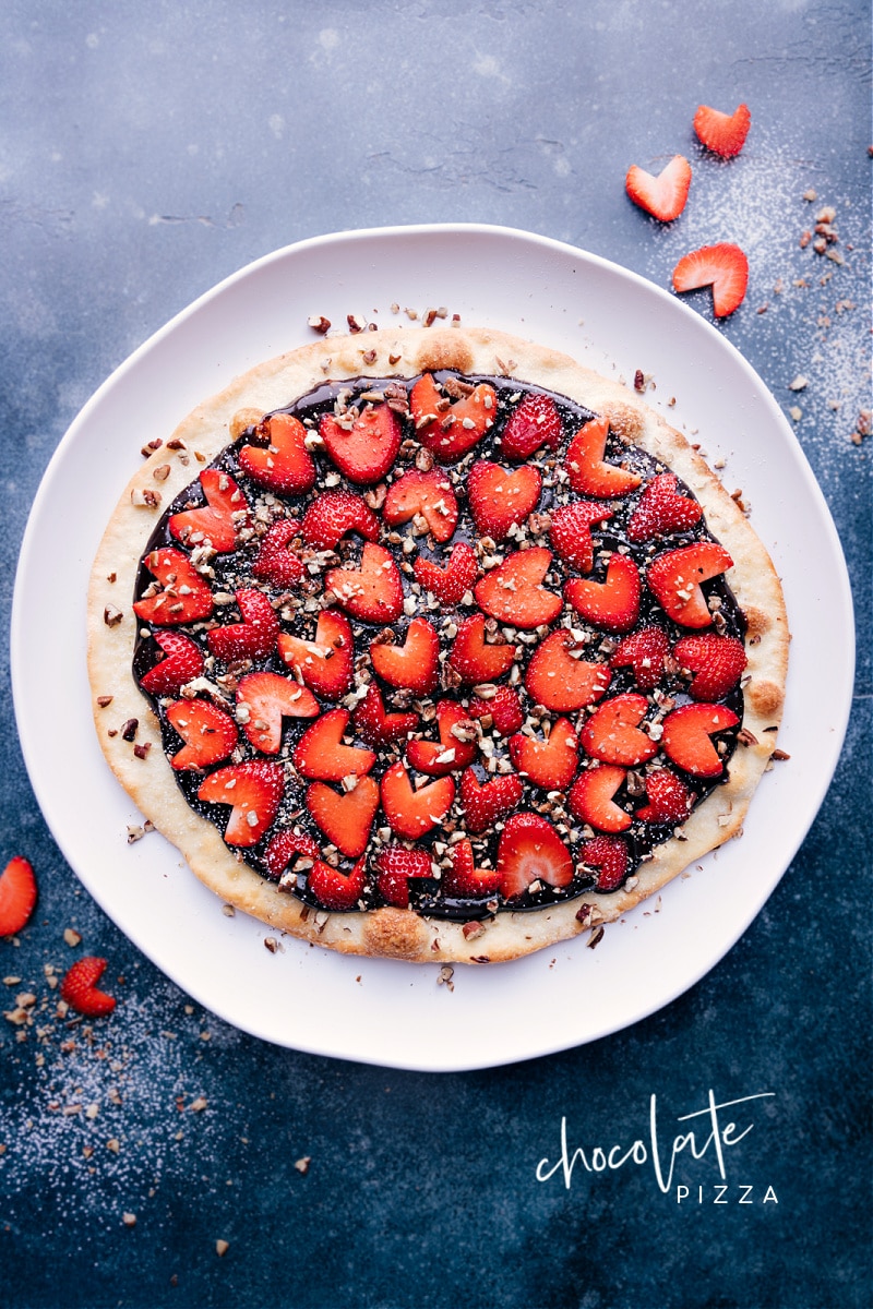 Overhead view of a Chocolate Pizza