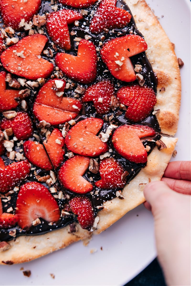 Close-up view of sliced Chocolate Pizza