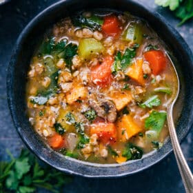 Farro Soup (With Sweet Potatoes!)