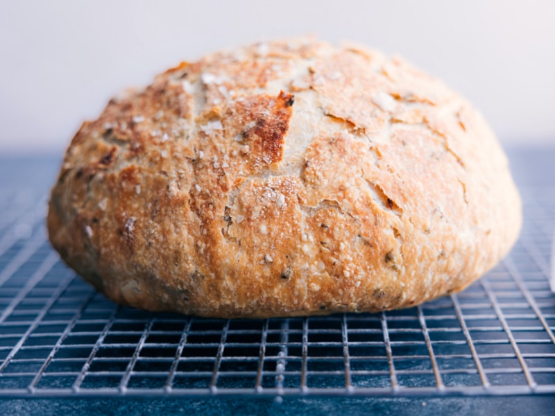Image of the loaf of Herb Bread fresh out of the oven