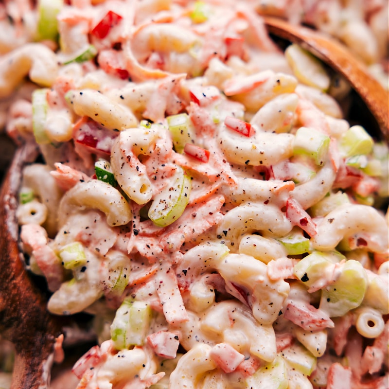 Closeup view of Macaroni Salad