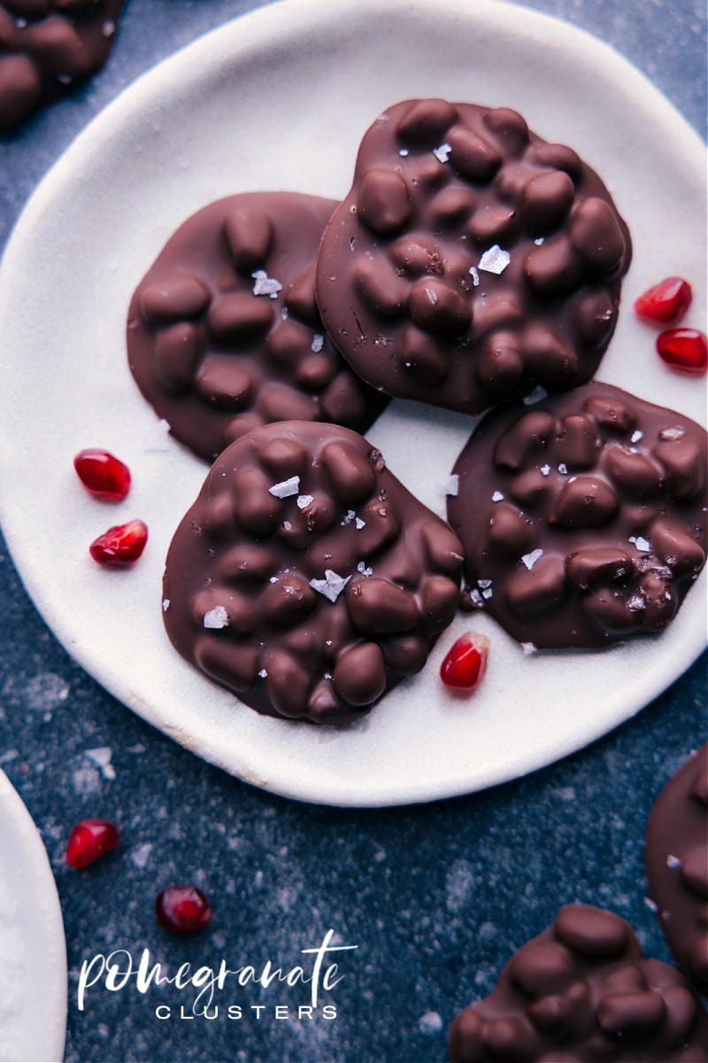 Overhead image of the Chocolate-Covered Pomegranate Clusters