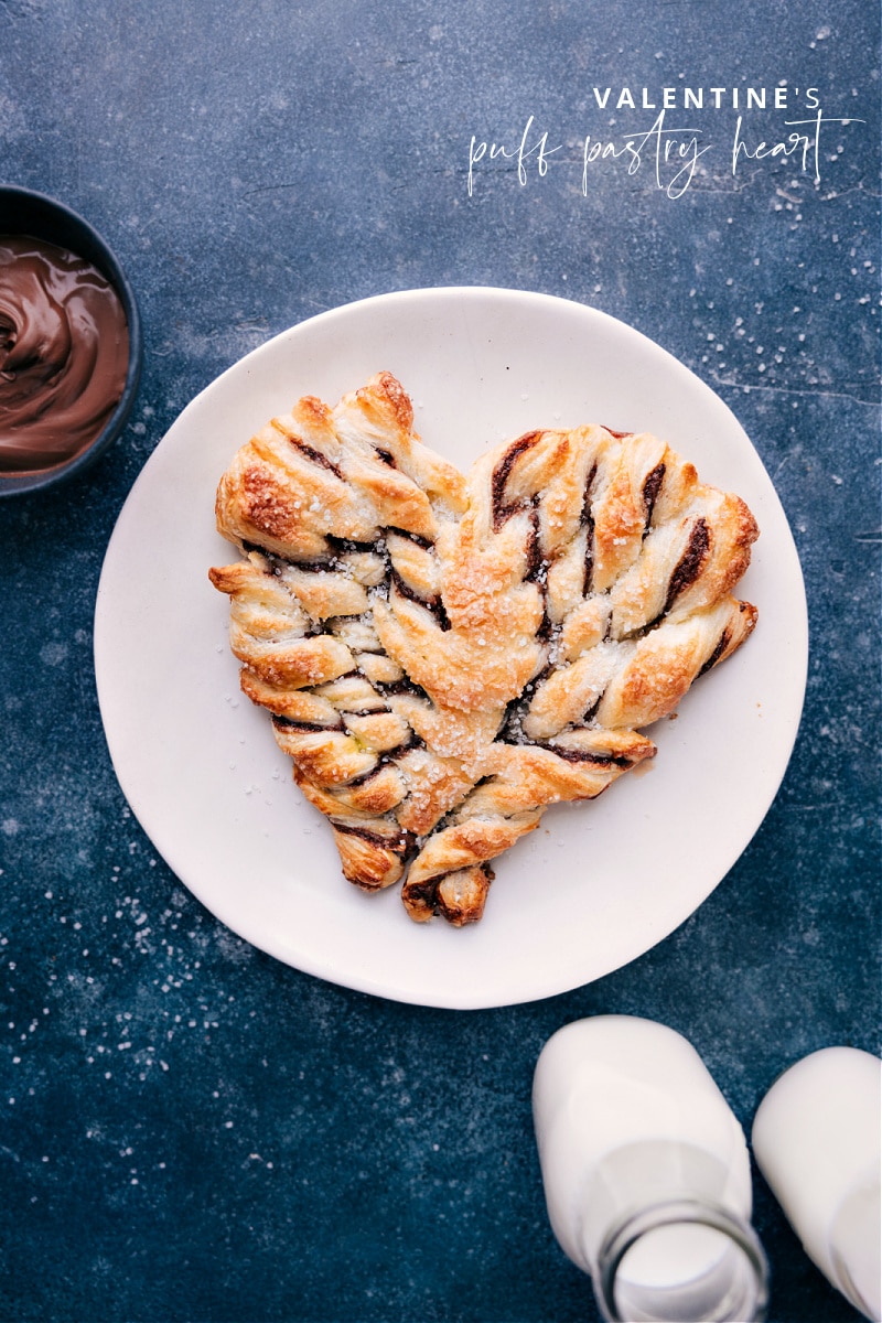 Overhead view of Valentine Puff Pastry Heart
