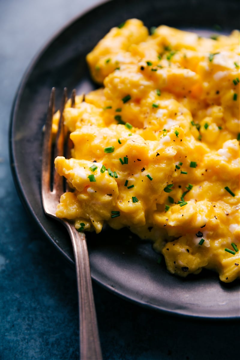 Up-close image of the Scrambled Eggs ready to be enjoyed