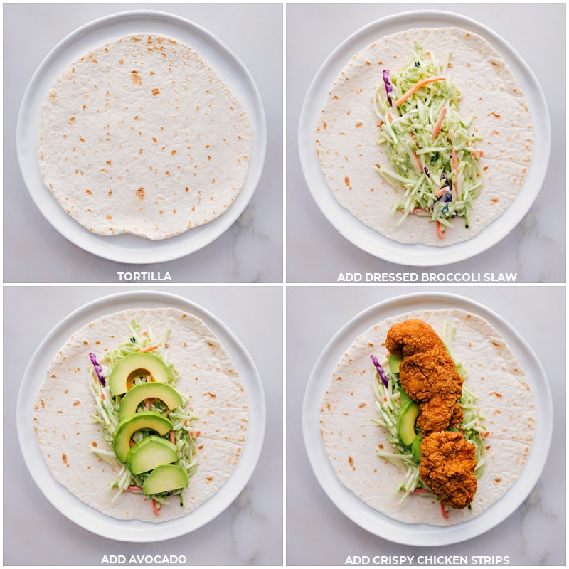 Process shots-- images of the ingredients being layered into the tortilla
