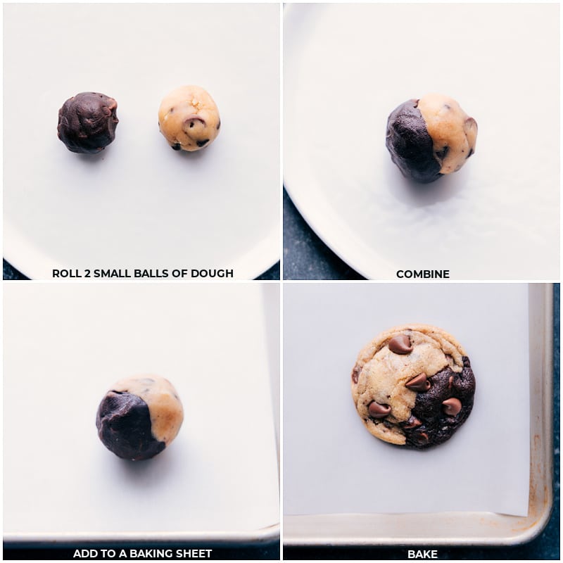 Process shots-- images of the balls of dough being rolled out and then stuck together and baked