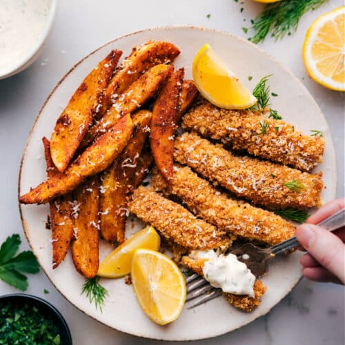 Baked Fish And Chips - Homemade In Kitchen