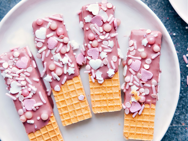 Overhead image of the pink chocolate version