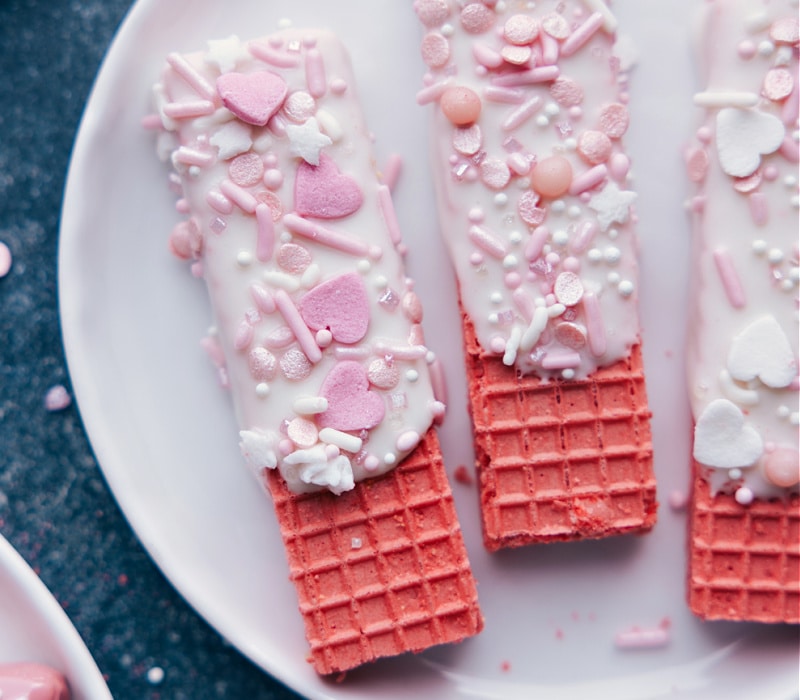 Overhead image of the Chocolate-Covered Wafers with the white chocolate version