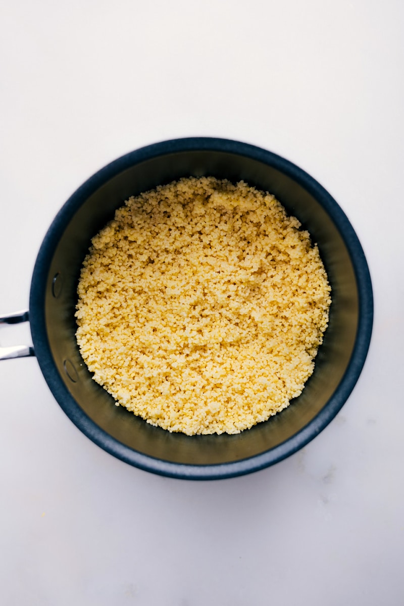 Overhead image of Couscous, freshly fluffed